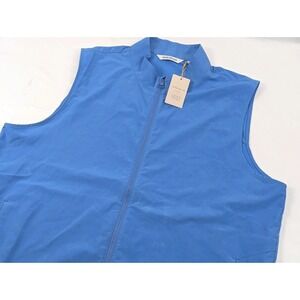 Peter Millar Crown Sport Dunes Blue Windbreaker Vest Mens XL Full Zip Stretch